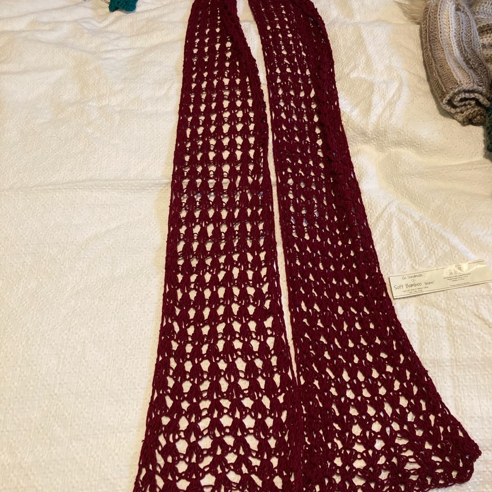 Elegant scarf, perfect for the holidays, hand-crafted bamboo/cotton blend.